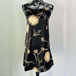 Black satin floral summer dress